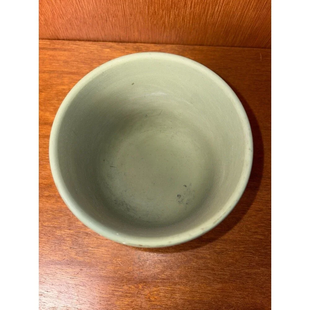 1960s Vintage Wedgewood England Green Jasperware Jardiniere Cachepot 5 Inch